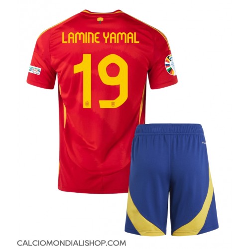 Maglie da calcio Spagna Lamine Yamal #19 Prima Maglia Bambino Europei 2024 Manica Corta (+ Pantaloni corti)